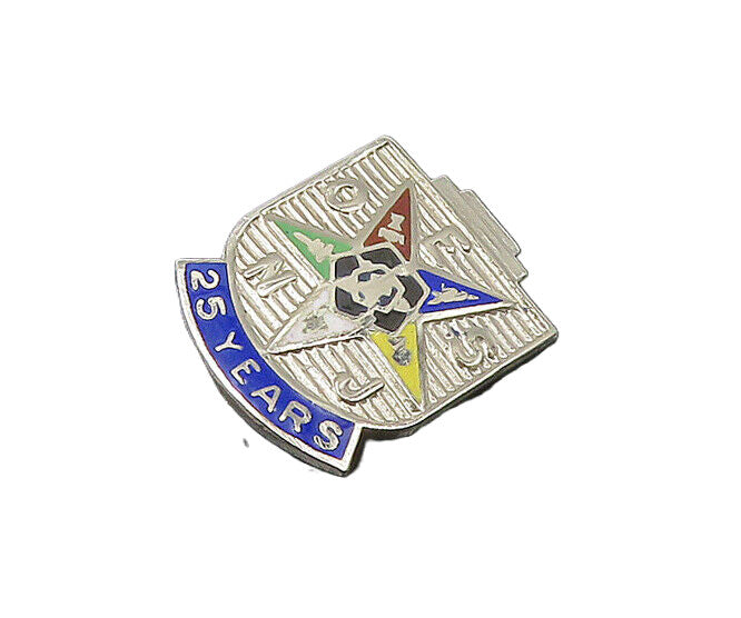 925 Sterling Silver  Vintage Enamel Eastern Star Masonic Brooch Pin  BP8458