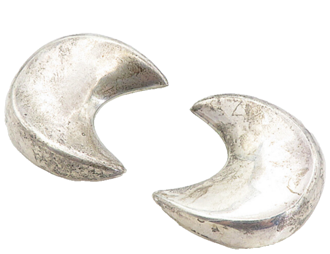 MEXICO 925 Sterling Silver  Vintage Hollow Crescent Moon Drop Earrings  EG4022