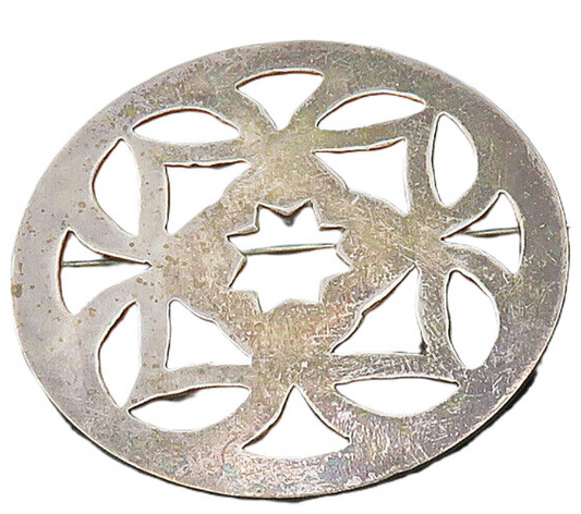 925 Sterling Silver  Vintage Antique Open Flower Pattern Brooch Pin  BP8027