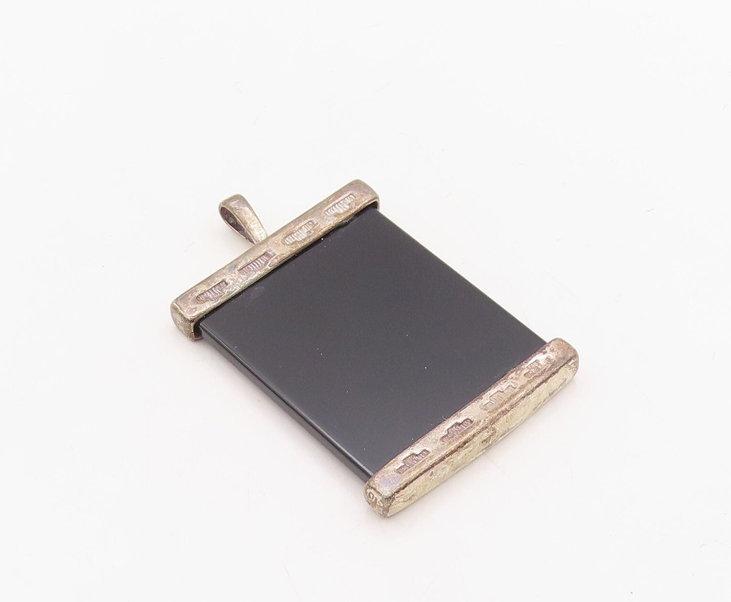 925 Sterling Silver Vintage Pendant Onyx Chenes Attributes Of Good Life PT23681