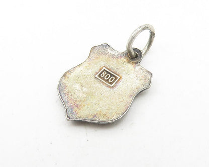 925 Sterling Silver  Vintage Enamel Wien Vienna Flag Shield Pendant  PT8924