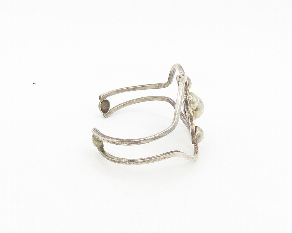 DDD MEXICO 925 Silver  Vintage Open Love Heart Swirl Cuff Bracelet  BT7849