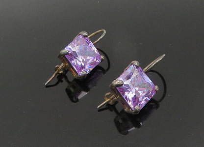925 Sterling Silver  Vintage Purple Cubic Zirconia Drop Earrings  EG10760