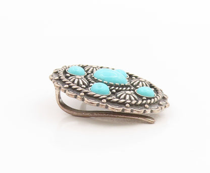 925 Sterling Silver Vintage Pendant CAROL FELLY Turquoise Concho Motif  PT26083