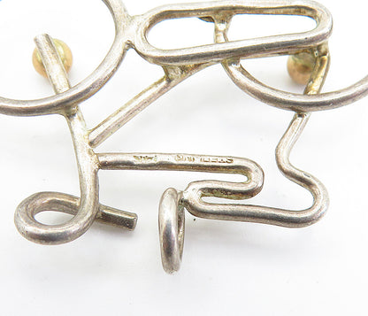 925 Silver & 14K GOLD  Vintage Two Tone Modernist Bicycle Pendant  PT5273