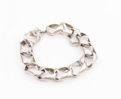 925 Sterling Silver Vintage Bracelet NORWAY Modernist Twisted Squares  BT11523