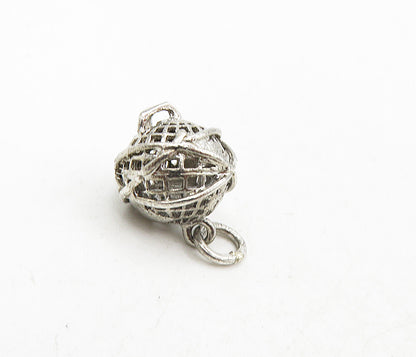 925 Sterling Silver  Vintage Petite Wrapped World Globe Drop Pendant  PT6811