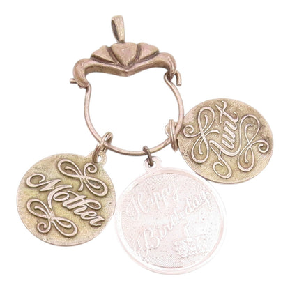 925 Sterling Silver  Vintage Happy Birthday Aunt & Mother Pendant  PT16733
