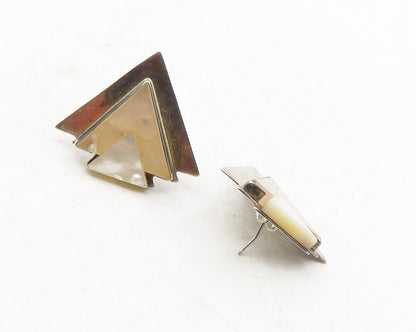 GFMW 925 Sterling Silver  Vintage Mother Of Pearl Pointed Drop Earrings EG6377