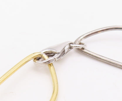 925 Sterling Silver Vintage Necklace Gold Plated Brutalist Linked Rings  NE4371