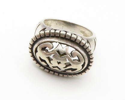 925 Sterling Silver  Vintage Cutout Design Dome Band Ring Sz 7  RG14588