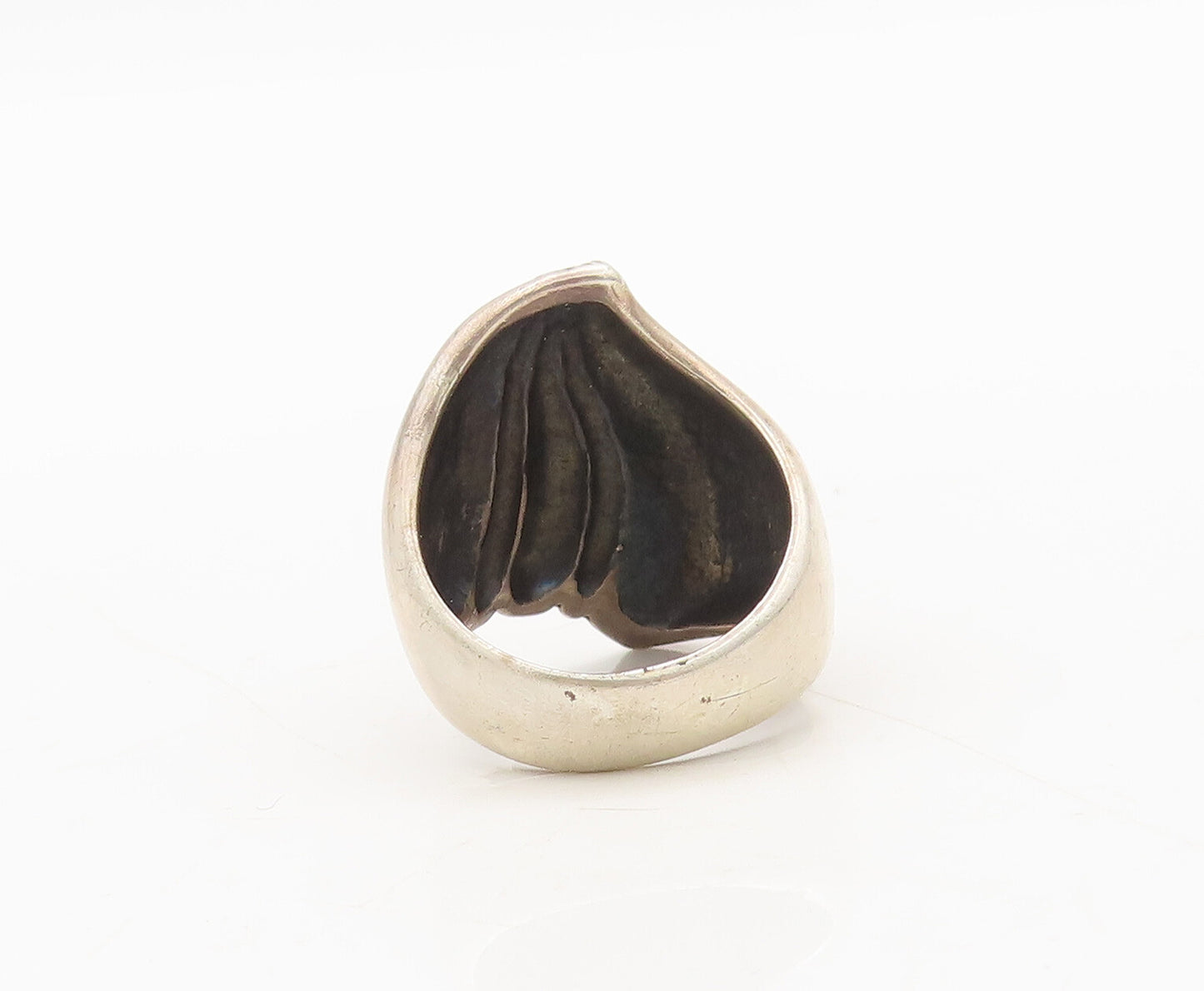 925 Silver Vintage Ring KABANA Minimalist Solid Swirly Etched Lines Sz 7 RG27555