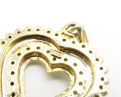 925 Sterling Silver  Vintage Genuine Diamonds Love Heart Pendant  PT10869