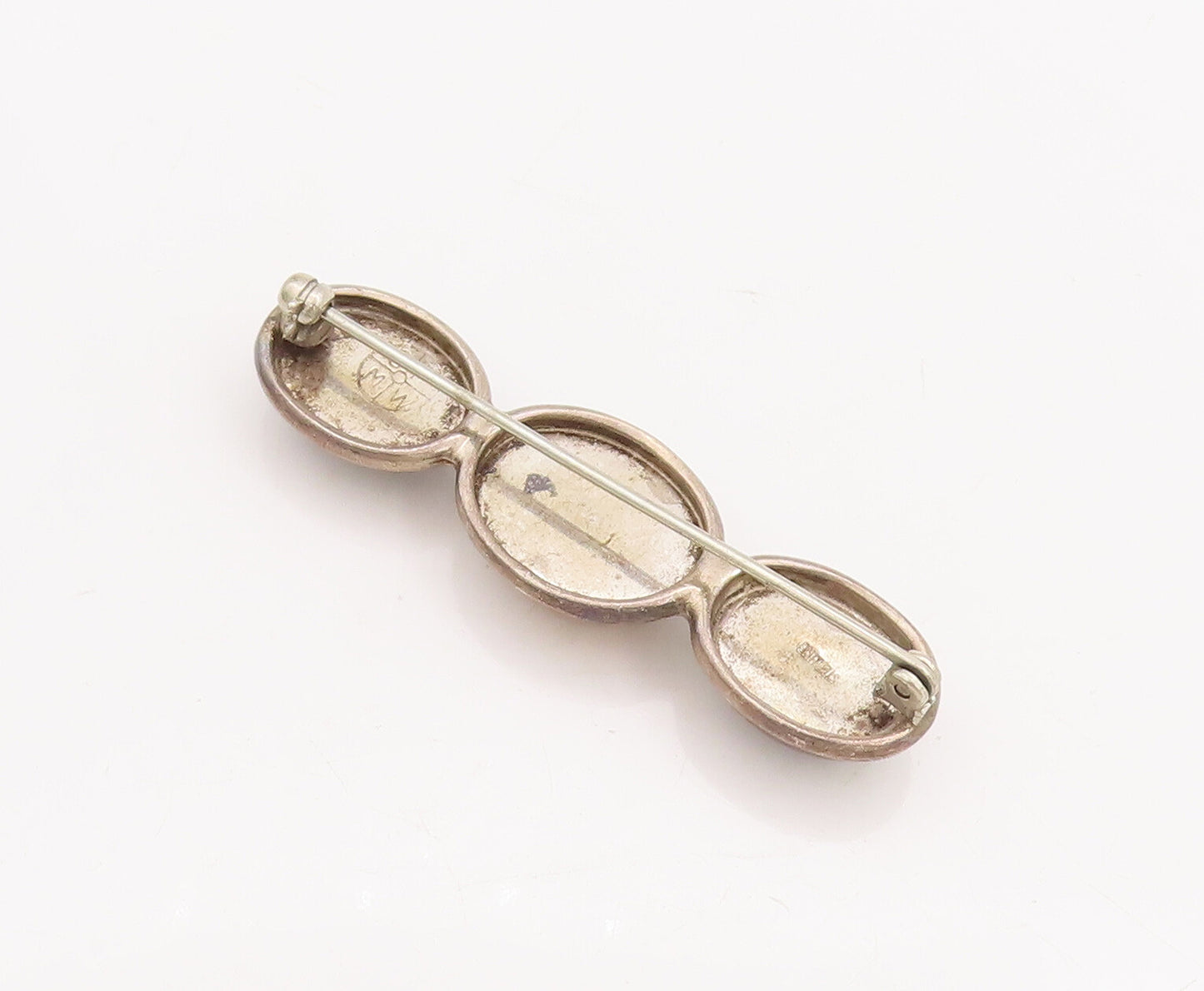 925 Sterling Silver Vintage Brooch Pin GFMW Cabochon Oval Jasper & Onyx  BP11054