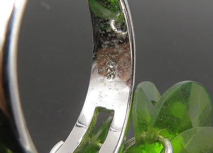 925 Sterling Silver  Vintage Peridot Cluster Shiny Cocktail Ring Sz 7  RG23516