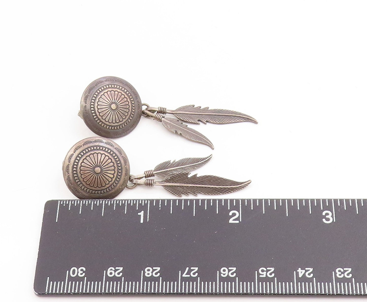 925 Sterling Silver Vintage Earrings Geometric Floral Feather Dangles  EG13783
