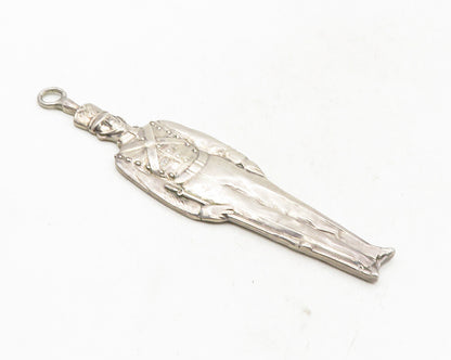 925 Sterling Silver  Vintage Shiny Standing Soldier Motif Pendant  PT7886