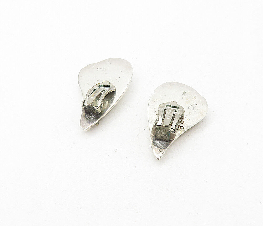 MEXICO 925 Sterling Silver  Vintage Two Tone Twist Non Pierce Earrings  EG3833