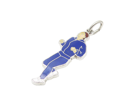 925 Sterling Silver  Vintage Petite Enamel Coated Running Man Pendant  PT9325