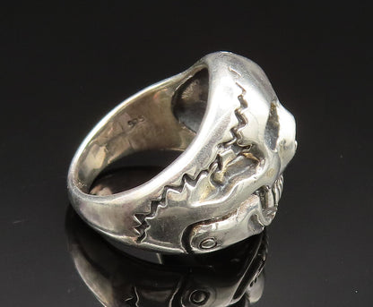 925 Sterling Silver  Vintage Skull Head Signet Biker Ring Sz 10  RG24840