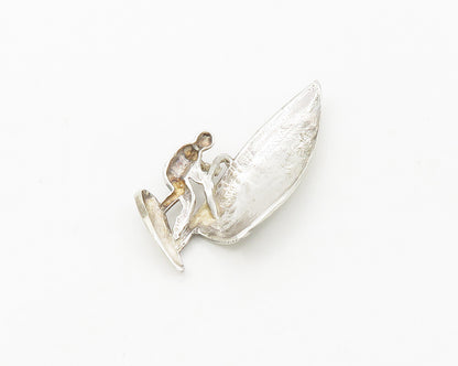 925 Sterling Silver  Vintage Shiny Wind Surfer Sports Motif Trinket  TR2324