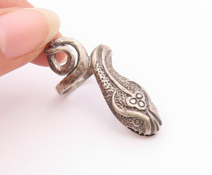 925 Sterling Silver Vintage Ring Gothic Coiled Snake Bypass Band  Sz 6  RG35309
