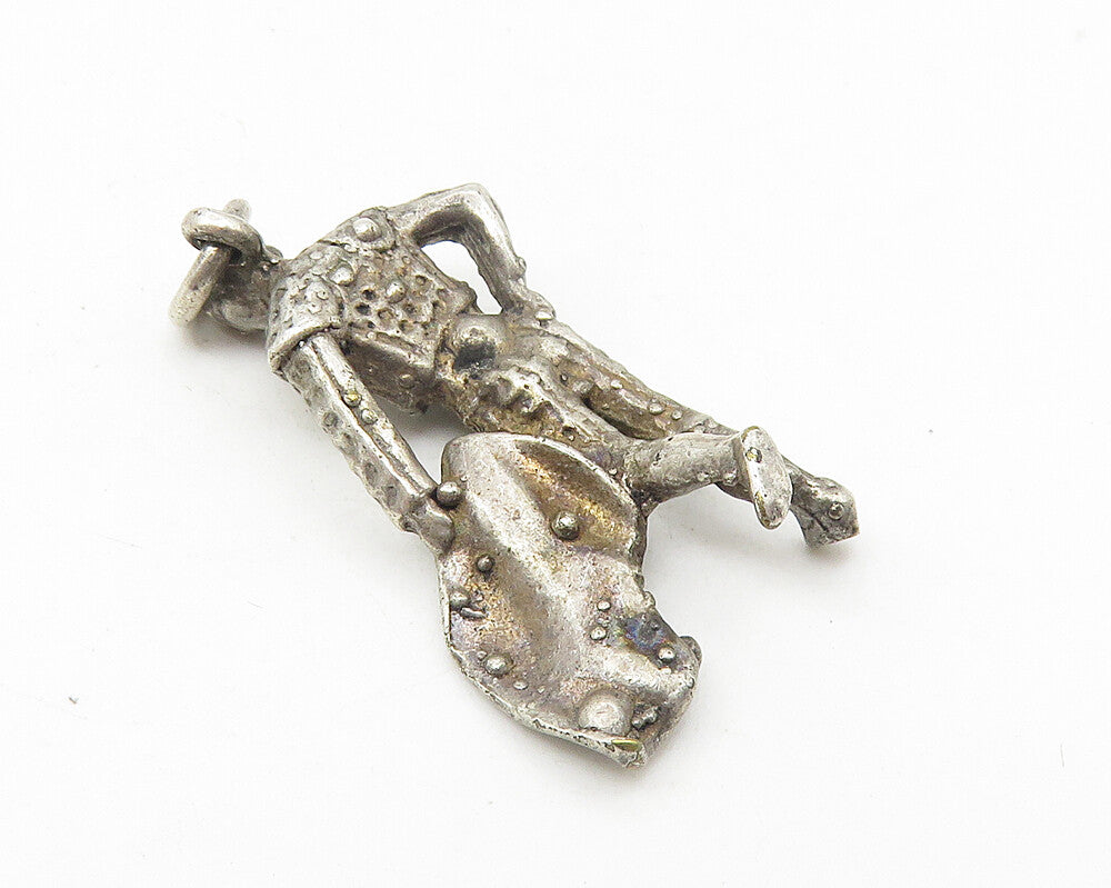 925 Sterling Silver  Vintage Dark Tone Petite Bull Fighter Pendant  PT8928