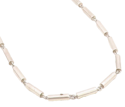 925 Sterling Silver Vintage Necklace Minimalist Geometric Cylinder Link   NE4725
