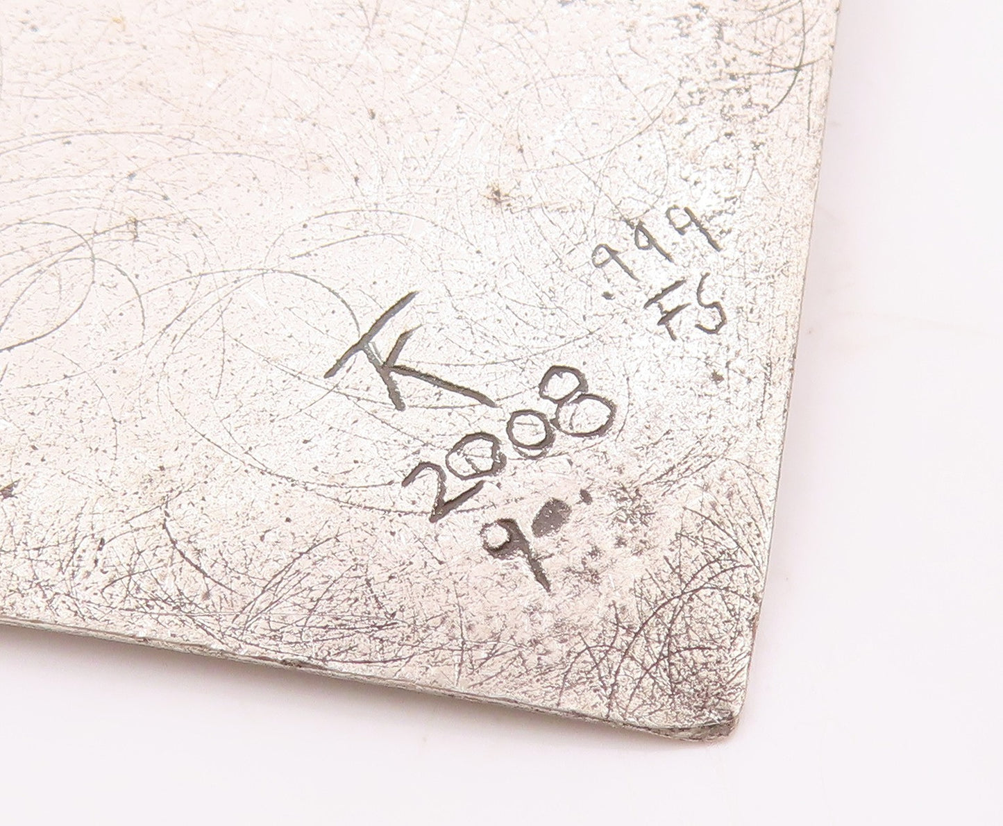 DESIGNER 925 Sterling Silver  Vintage Textured Square Shiny Pendant  PT18580