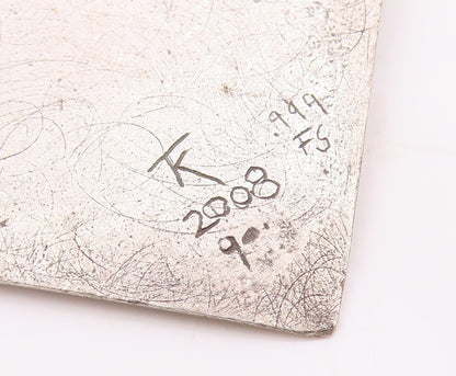 DESIGNER 925 Sterling Silver  Vintage Textured Square Shiny Pendant  PT18580