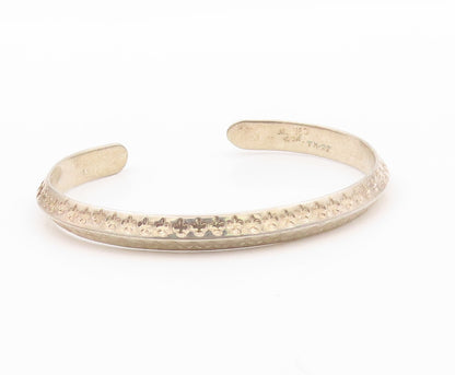925 Sterling Silver Vintage Bracelet Floral Bands Carved Cuff  BT10788