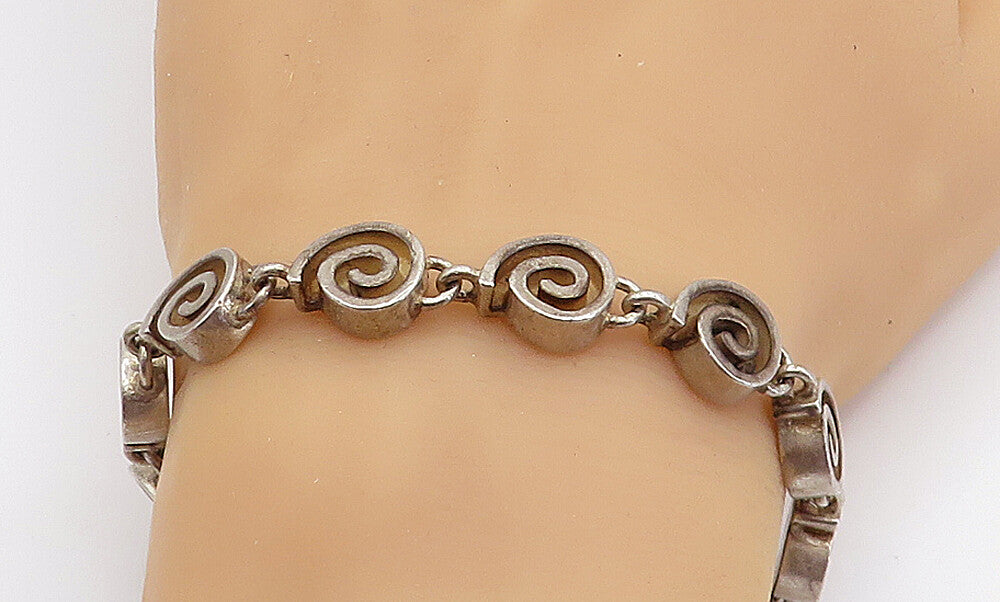 925 Sterling Silver & 14K GOLD  Vintage Spiral Link Chain Bracelet  BT3326