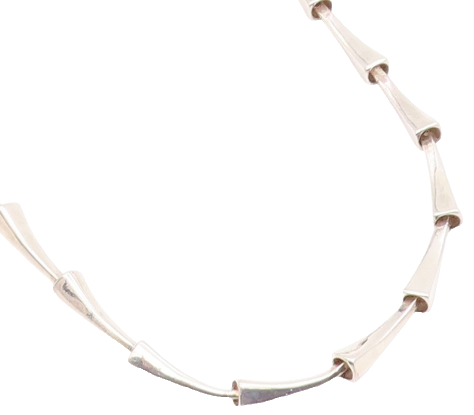 925 Sterling Silver Vintage Necklace Minimalist Tapered Bar Link Chain  NE4733