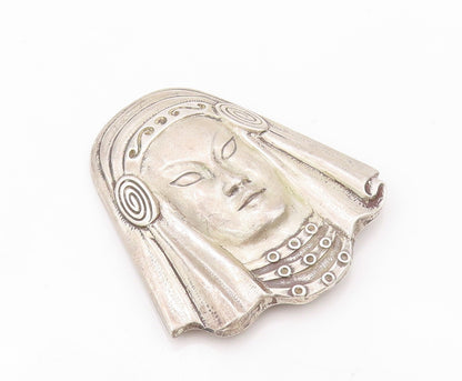 925 Sterling Silver Vintage Brooch Pin TRUART Carved Egyptian Face  BP11161