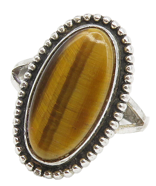CLARK & COOMBS 925 Silver  Tiger's Eye Petite Cocktail Ring Sz 4  RG15661