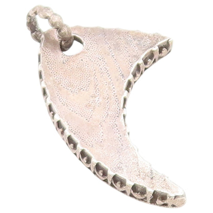 925 Sterling Silver Vintage Pendant Classic Textured Horned Moon Charm  PT26515