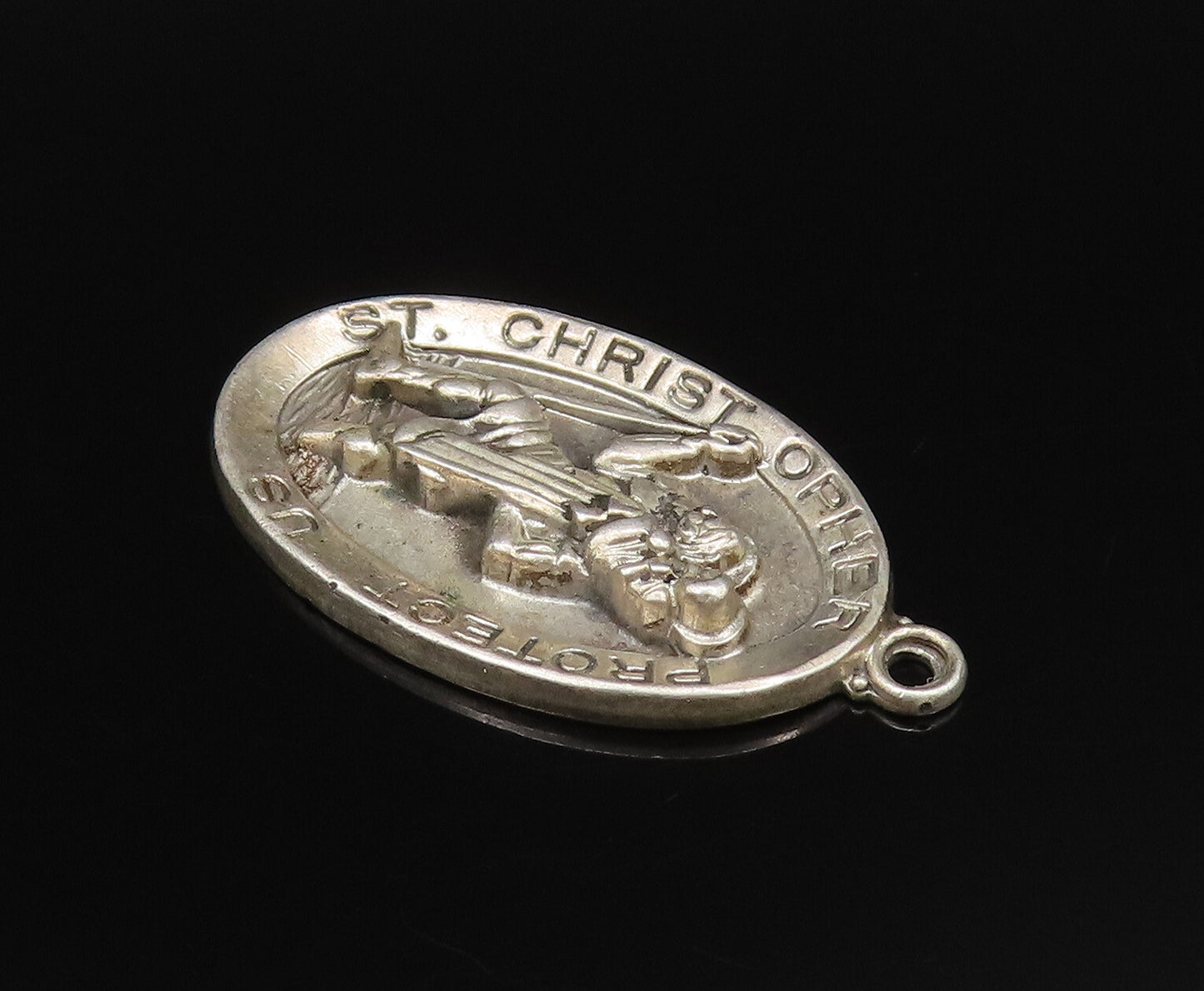HAYWARD 925 Silver  Vintage St. Christopher & Jesus Religious Pendant  PT21619