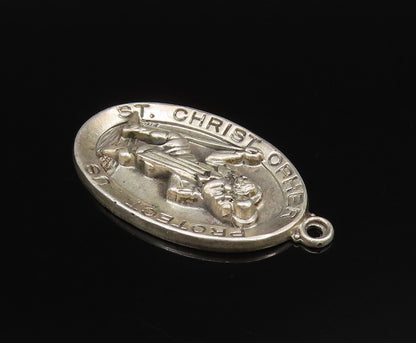 HAYWARD 925 Silver  Vintage St. Christopher & Jesus Religious Pendant  PT21619