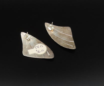 PEARCE 925 Silver  Vintage Polished & Hammered Wings Drop Earrings  EG12137