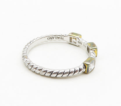 925 Sterling Silver  Cubic Zirconia Two Tone Twist Band Ring Sz 8.5  RG15677