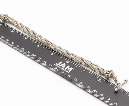 BALI 925 Sterling Silver  Vintage Twisted Ropes Beaded Thick Bracelet  BT10102