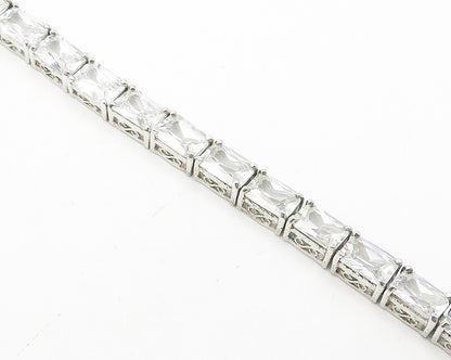 925 Sterling Silver  Sparkling Cubic Zirconia Swirl Tennis Bracelet  BT4546