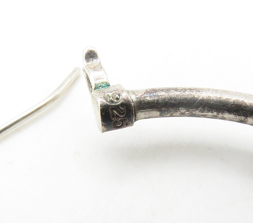 925 Sterling Silver  Vintage Dark Tone Rope Twist Swirl Hoop Earrings  EG7815
