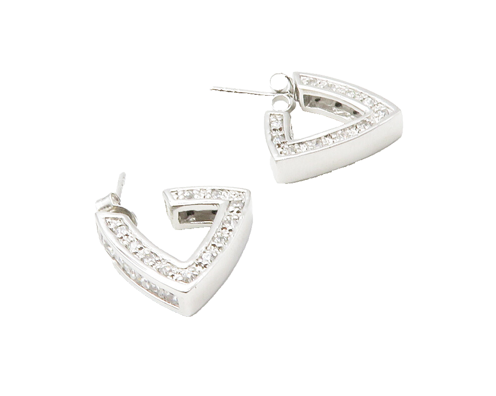 925 Sterling Silver  Cubic Zirconia & Black Hematite JHoop Earrings  EG7193