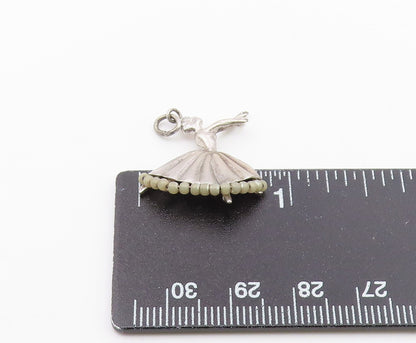 925 Sterling Silver  Vintage Carved Dancing Ballerina Pendant  PT21119