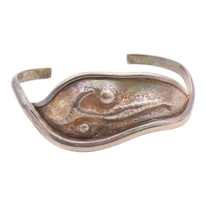 HASKELL 925 Sterling Silver   Vintage Modernist Sculpted Cuff Bracelet  BT9165