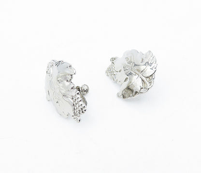 925 Sterling Silver  Shiny Polished Autumn Leaf Non Pierce Earrings  EG2342
