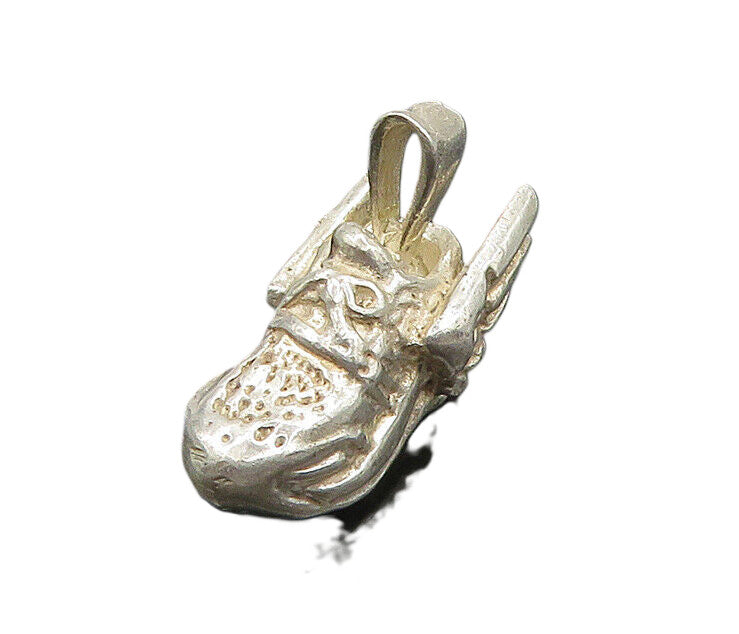 925 Sterling Silver  Vintage Shiny Winged Sneaker Shoe Pendant  PT15212