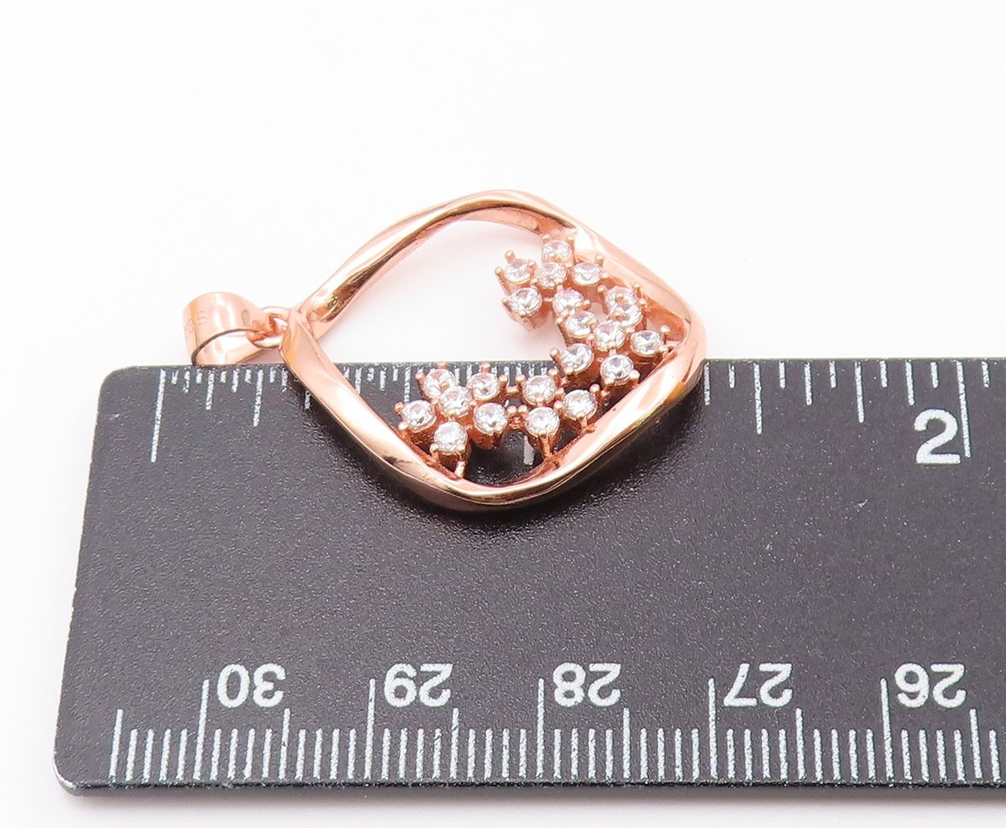 925 Sterling Silver  Vintage Topaz Cluster Rose Gold Plated Pendant  PT20309