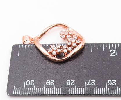 925 Sterling Silver  Vintage Topaz Cluster Rose Gold Plated Pendant  PT20309